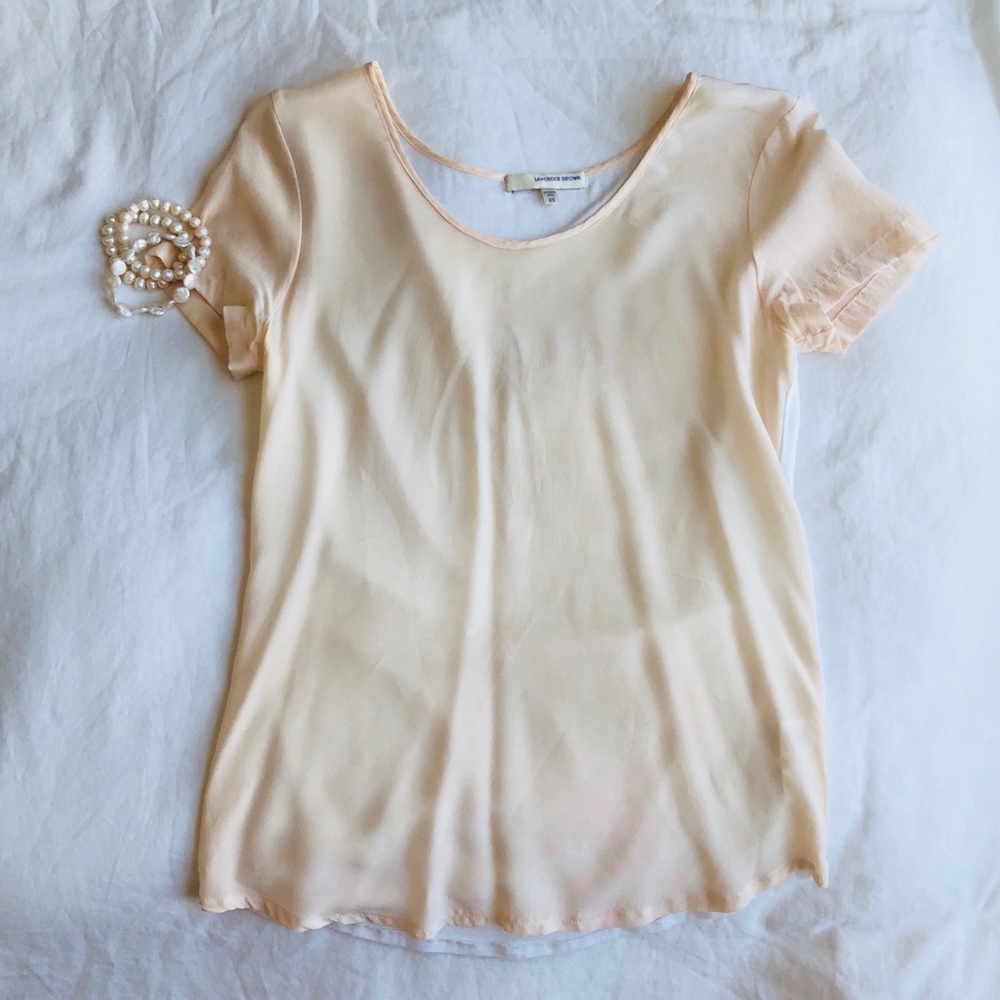 Lavender Brown Peach silk blouse